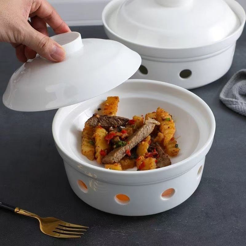 酒店高级创意餐具陶瓷明炉蜡烛加热炉热菜盘子农家乐特色汤盘干锅