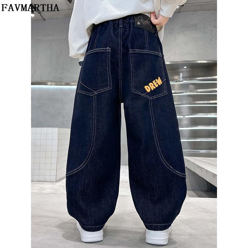 FAVMARTHA 童装男童裤子秋季2025新款儿童秋装牛仔裤中大童男孩冬