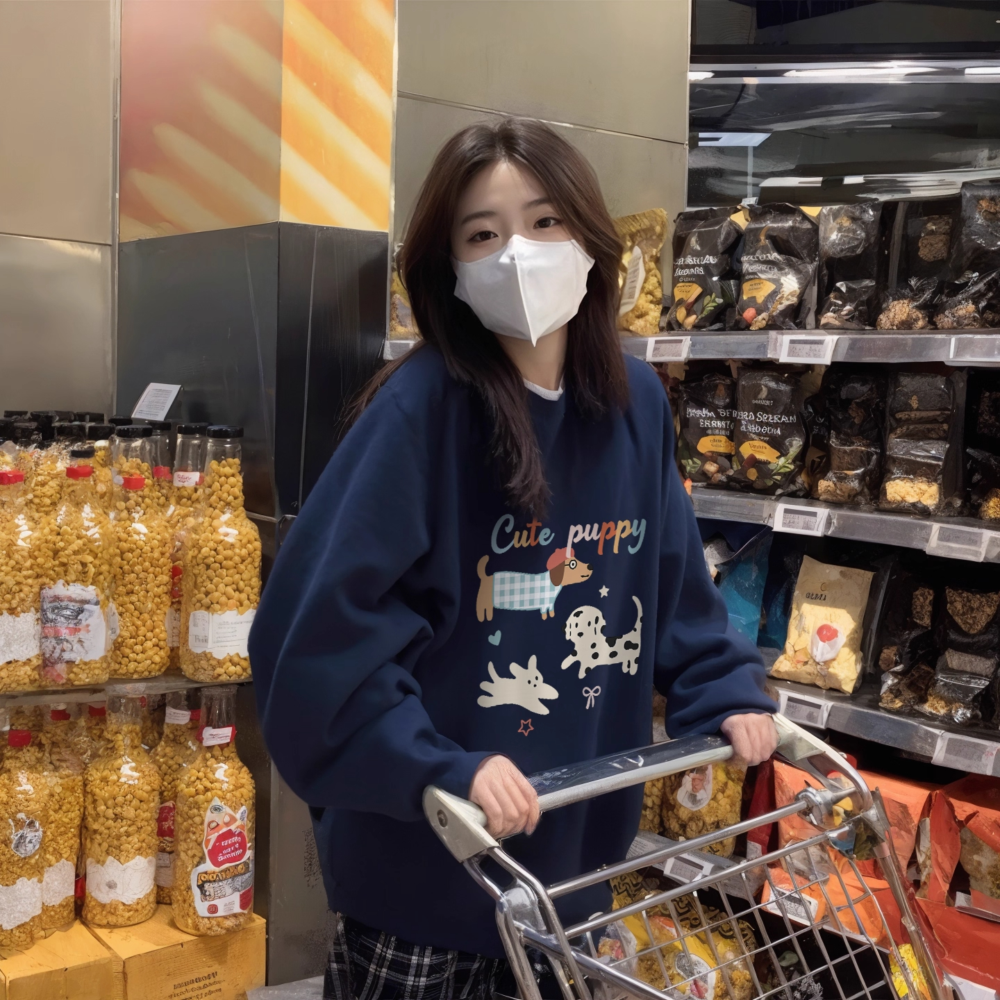 80-300斤大码韩版卡通小众趣味图案圆领卫衣男女秋冬宽松显瘦上衣