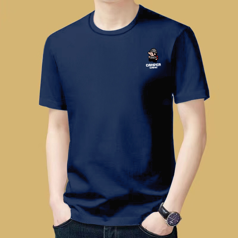 2025男士夏季纯色百搭运动透气上衣打底衫冰丝短袖t恤