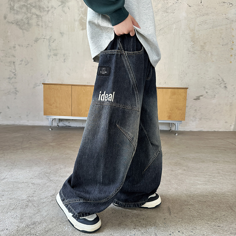 男童牛仔裤春秋款2025新款秋装宽松长裤中大儿童男孩秋季阔腿裤潮