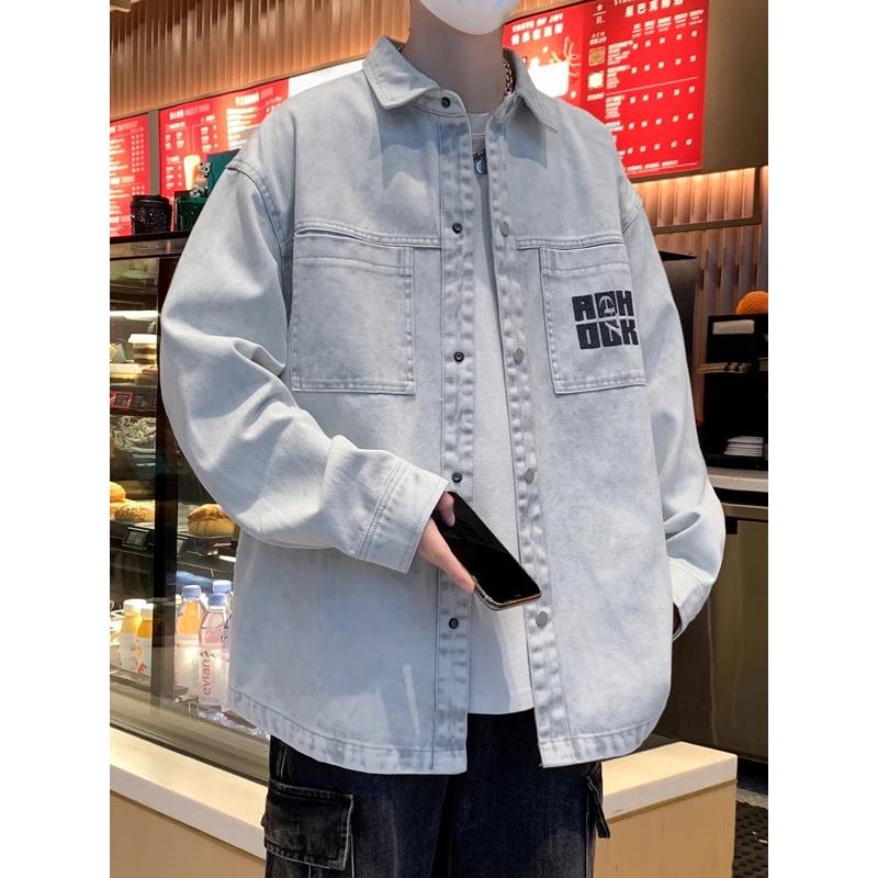 FAVMARTHA水洗牛仔夹克男春秋季2025年新款外套男青少年美式覆古