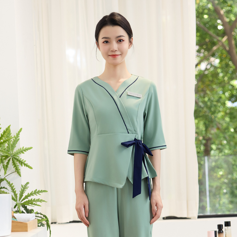 皮肤管理师美容院养生馆工作服女高端气质足浴足疗服按摩技师套装
