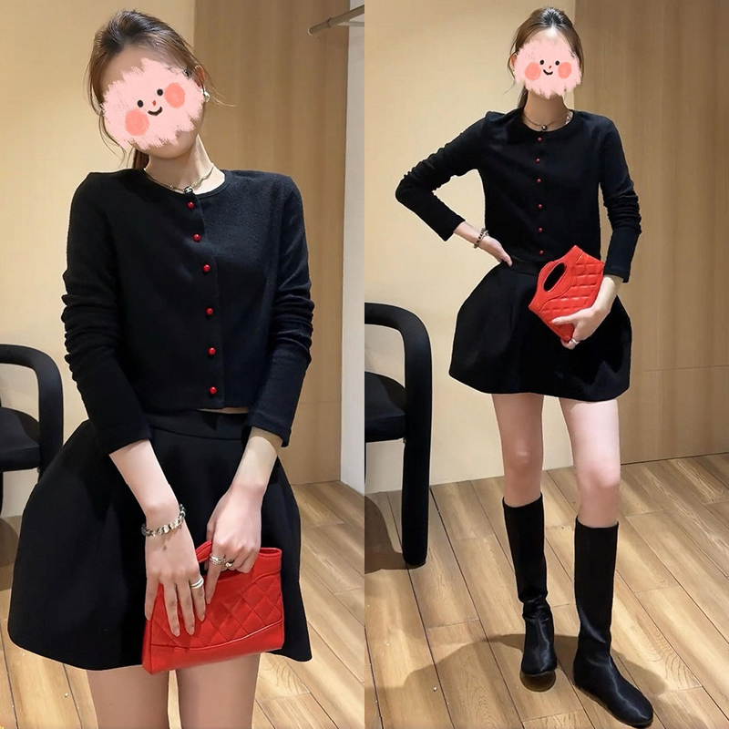 清冷系禅意衣服女2025早秋减龄长袖针织衫显瘦西装花苞裙气质套装