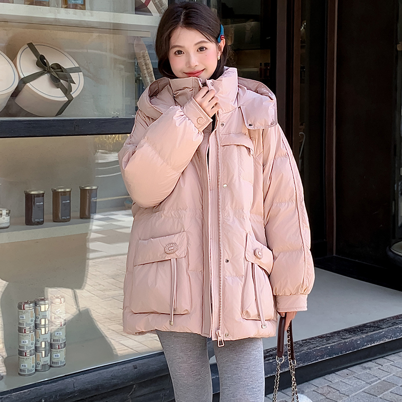 DEJIBVU/大季胖mm200斤韩版加肥加大码羽绒服女连帽宽松中长9919