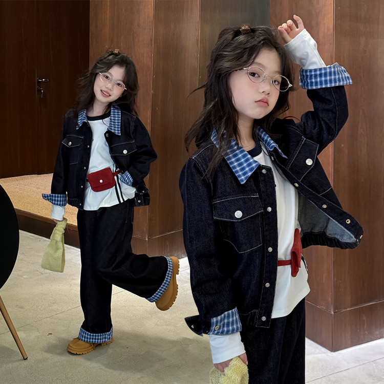 女童秋装套装2025新款儿童巨好看洋气时髦休闲时尚爆款牛仔衣服潮
