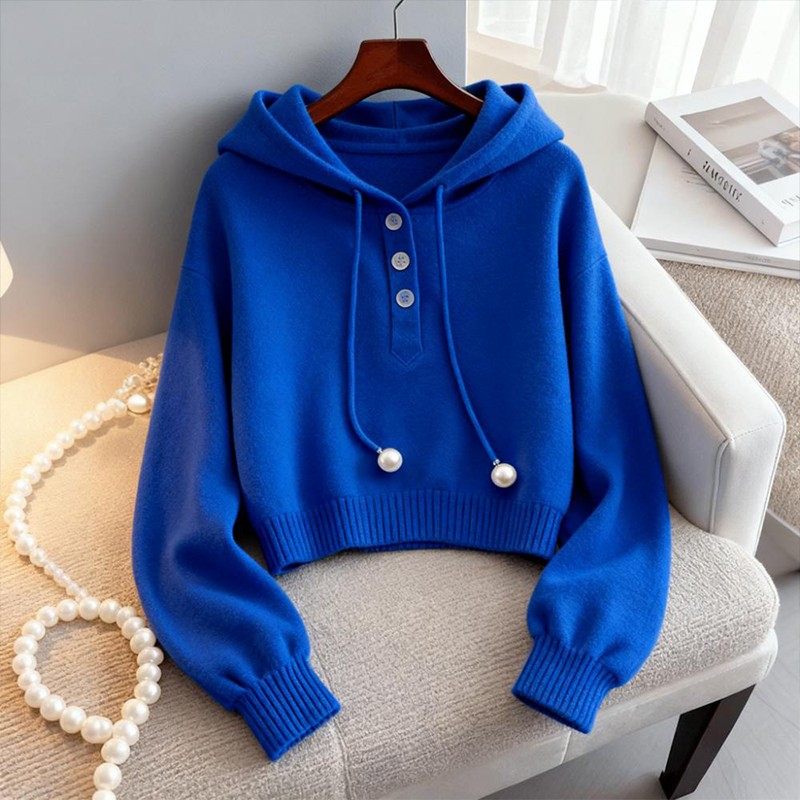 巨显白克莱因蓝色卫衣女款爆款2025新款正品春秋款洋气高贵上衣秋