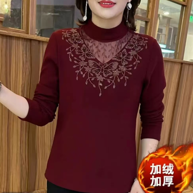 【双面德绒】秋冬打底衫女黑色半高领上衣大码遮肚子气质长袖小衫