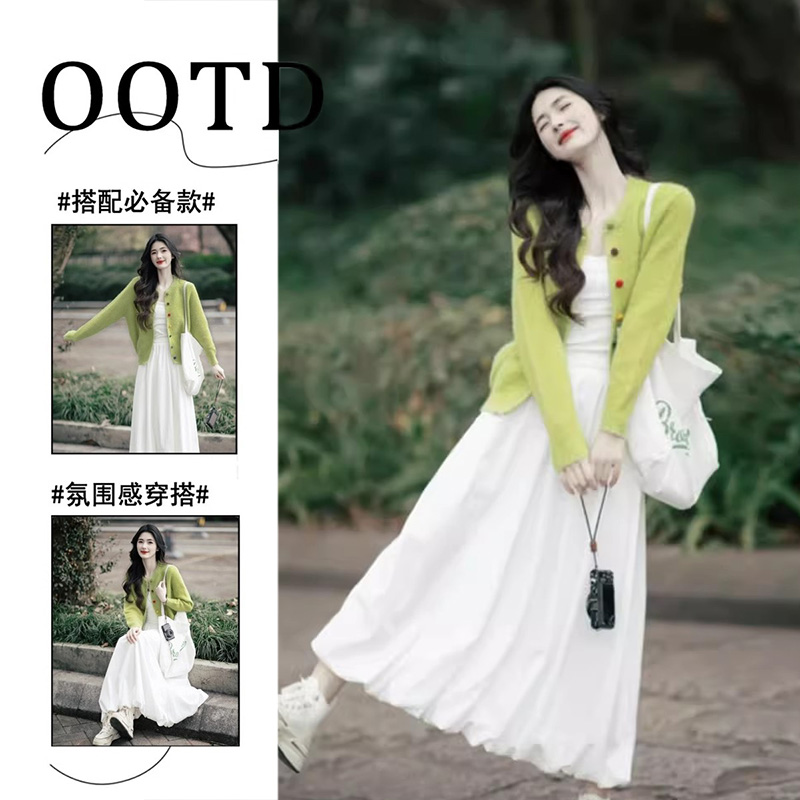 香朵儿时髦优雅温柔知性套装2026春秋新款别致针织上衣半身裙女