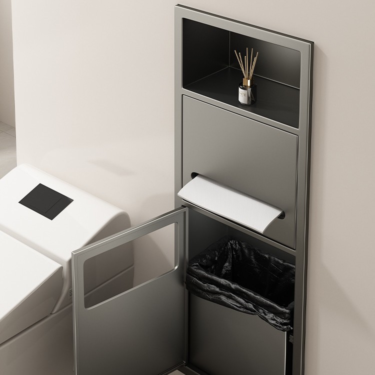 嵌入式马桶纸巾壁龛卫生间垃圾桶壁龛美观装饰收纳带门置物架