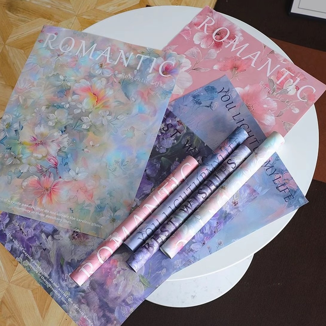 【眼镜资材】西西里油画风包装纸手工diy礼物鲜花花束包装材料