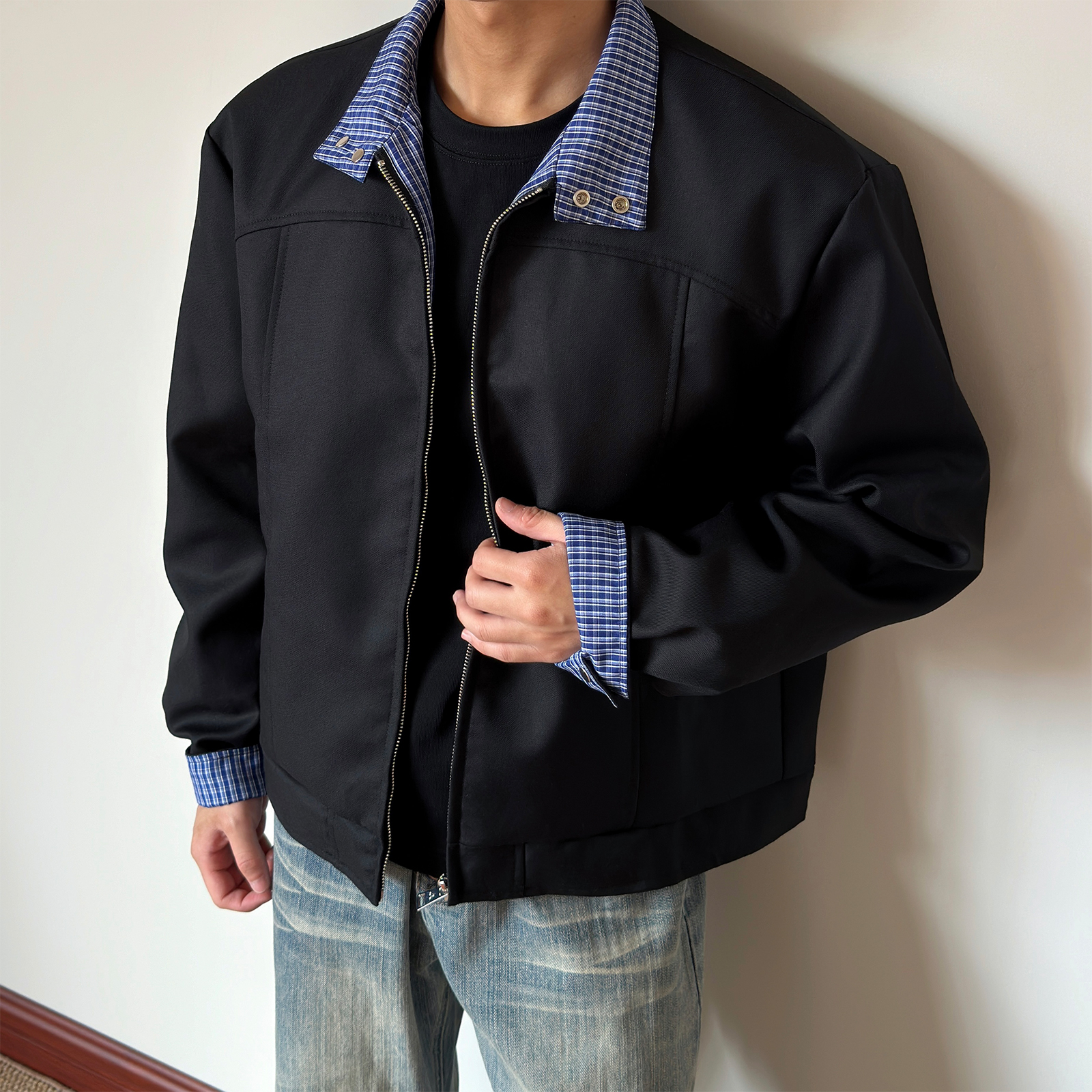 布老哥Blog MIU系"TR混纺"解构拼接外套cleanfit短宽显高夹克W456