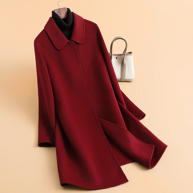 秋冬新款加厚宽松灰色女士双面毛呢外套长款时尚气质女装秋冬韩版