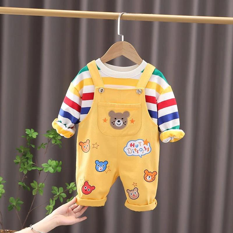 宝贝春装婴儿卡通背带裤两件套春秋婴幼儿小童儿童衣服婴幼儿男童