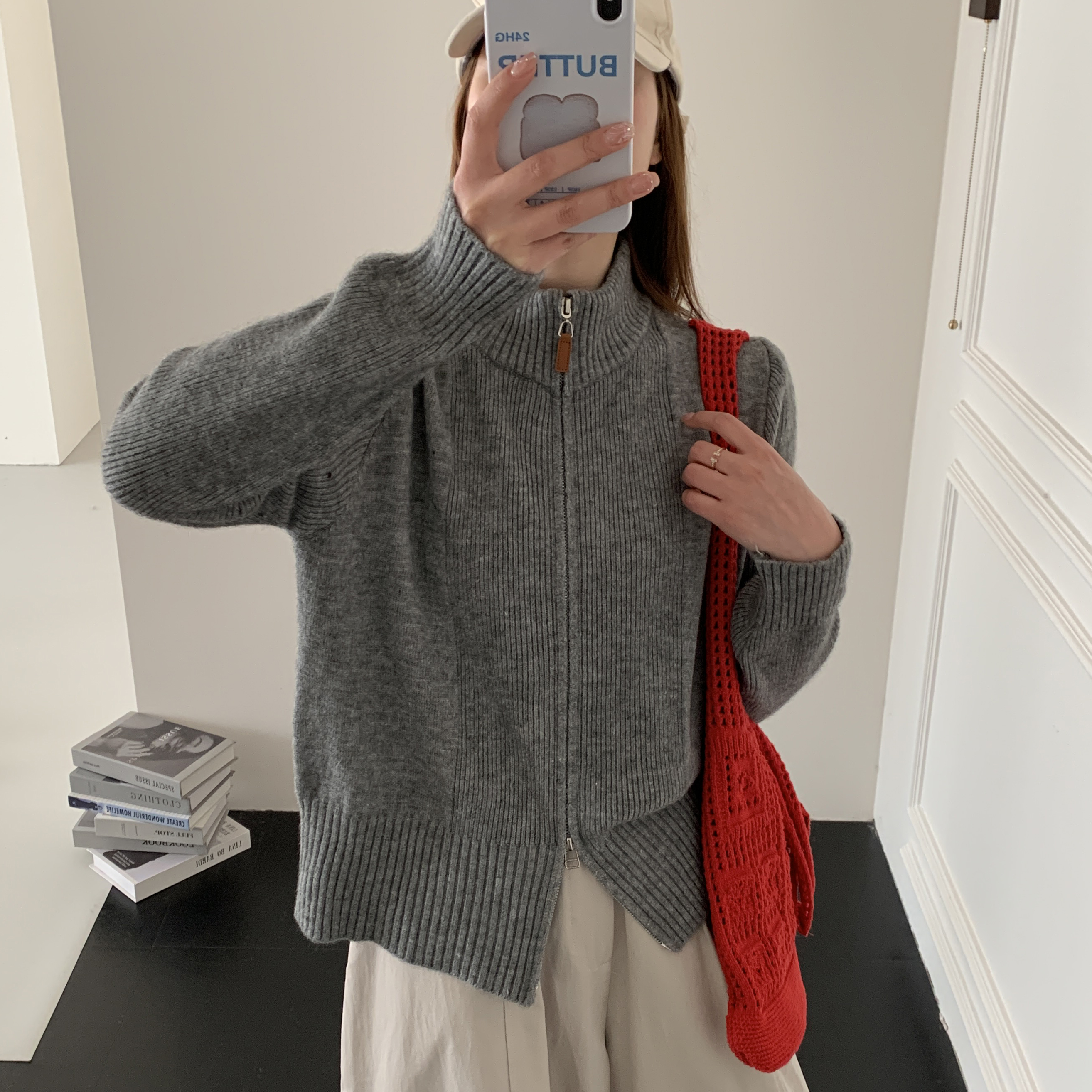 3447【鱼骨线】软糯慵懒温柔风高级感针织毛衣开衫外套百搭时尚