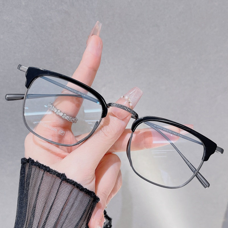 复古轻奢超轻眉毛近视眼镜手工纯钛眼镜框女半框脸痞帅男韩版