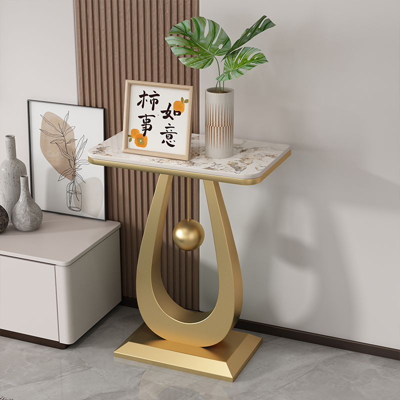 北欧花架子意式轻奢岩板客厅落地花架置物架现代风高端铁艺鱼缸架