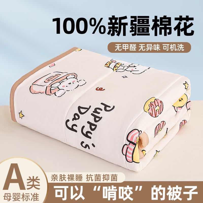 夏季棉花可机洗A类夏凉被水洗棉空调被抗菌被新疆棉花幼儿园