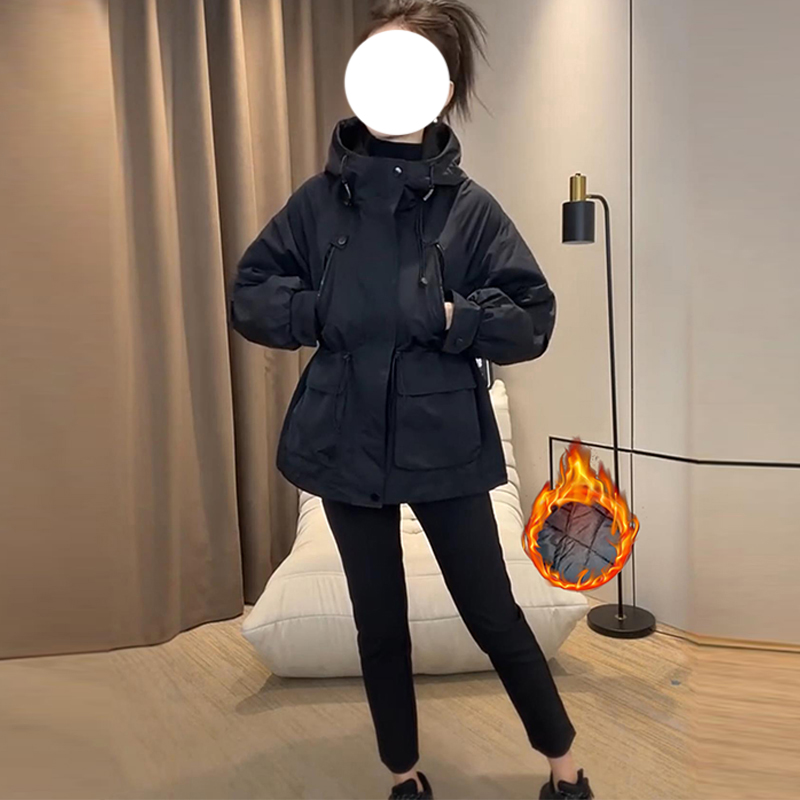巨好看的外套夹棉女2025冬季新款胖妹妹收腰显瘦加厚保暖连帽棉服