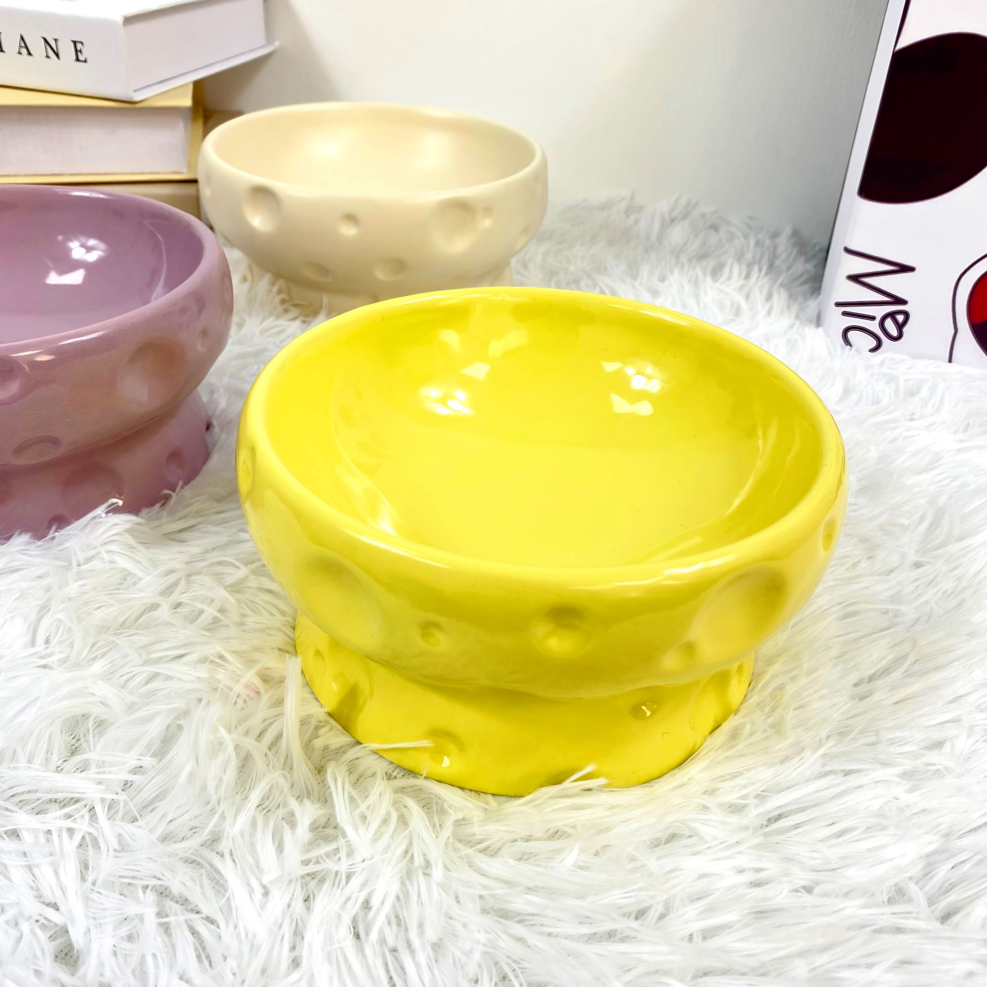 亮光奶酪陶瓷高脚碗宠物碗猫猫碗狗狗碗猫粮碗猫咪碗猫粮盆猫食碗