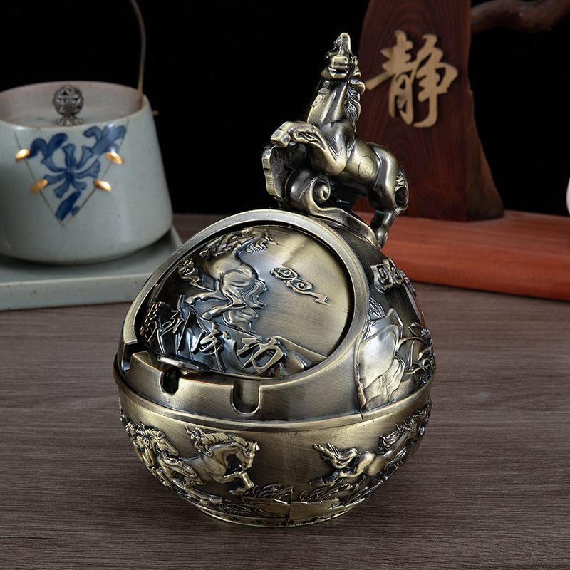 合金青古十二生肖烟灰缸家用客厅高级感创意个性仿铜送礼防风烟缸