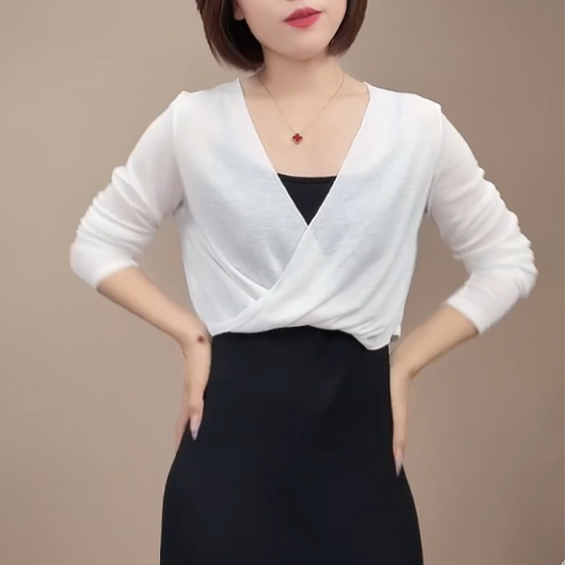 防晒罩衫女薄款夏配吊带连衣裙子外搭开衫针织冰丝法式小披肩外套