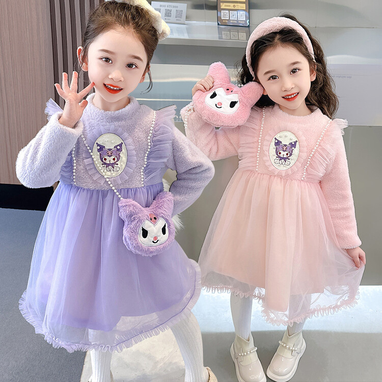 女童洋气公主加绒秋冬季连衣裙女宝宝2025新款网纱裙子加厚冬装潮