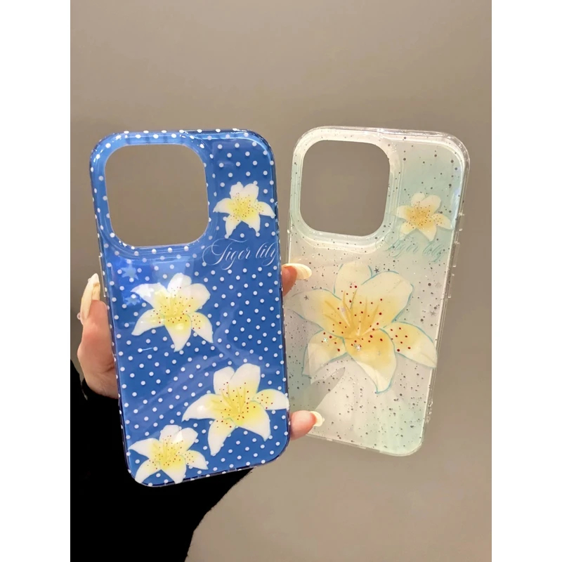 奥菲顿唯美晕染百合花适用iPhone16大孔手机壳华为vivo小米oppo套