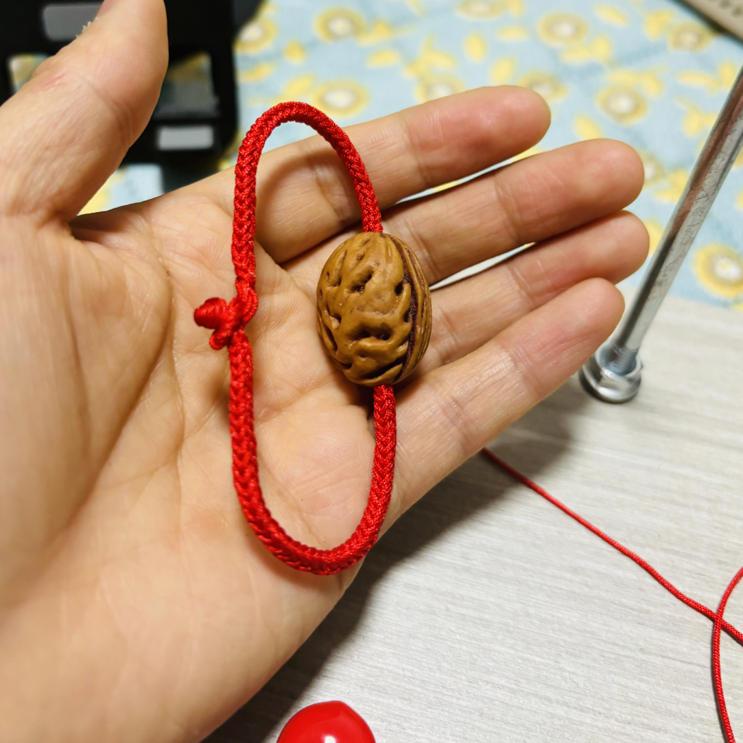 非金属木质脚链 野生桃胡红绳编织脚绳纯手工本命年桃核手绳庇佑