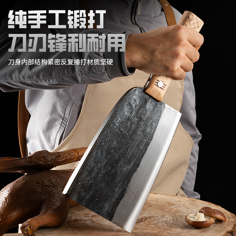 新款斩骨刀商用屠夫铁匠砍骨刀手工锻打加厚猛钢剁骨木把一体成型