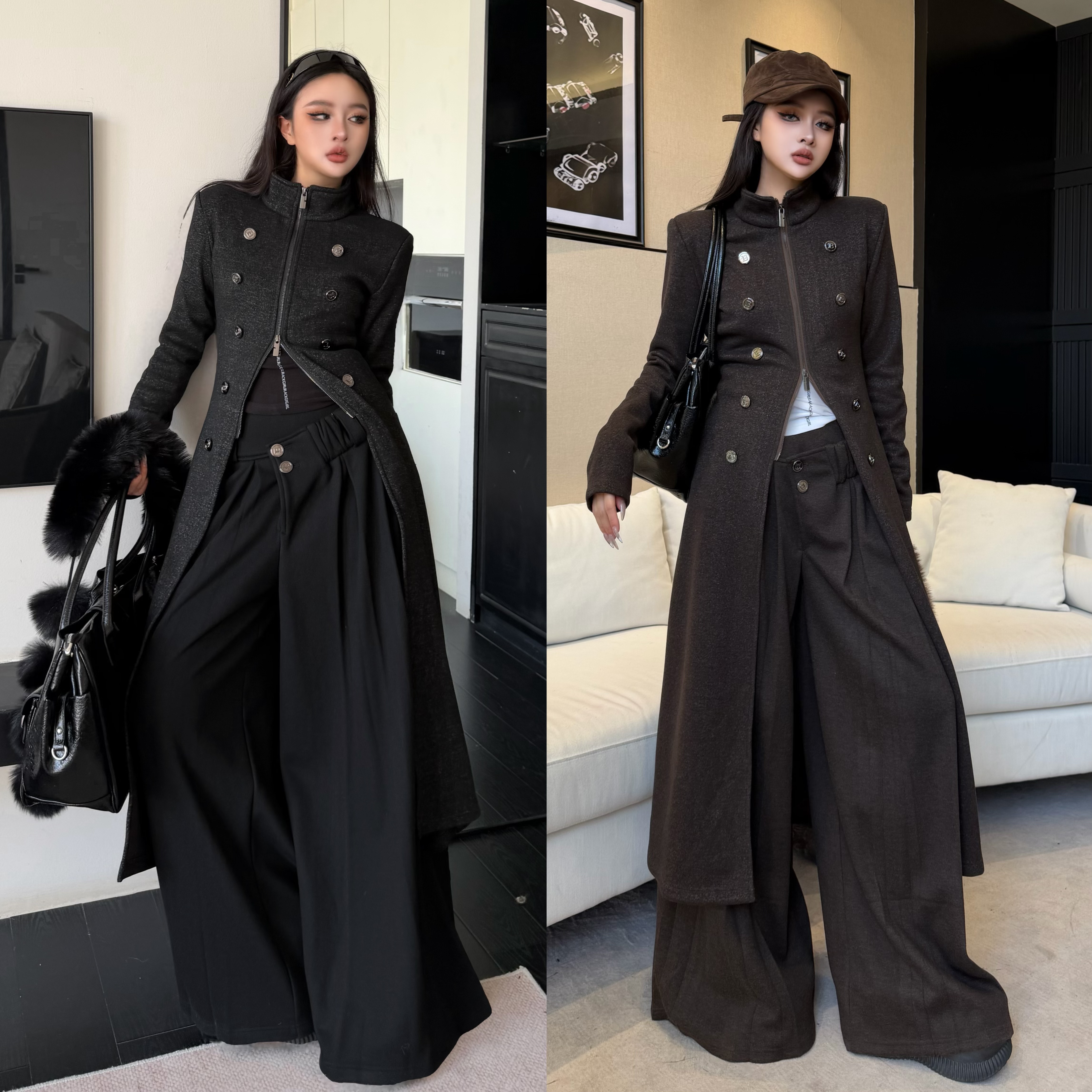 Blackgirl新款【财富自由】小众老钱风设计高级感羊绒加厚外套上衣