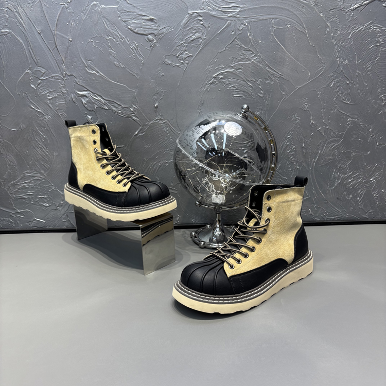 拼色复古风运动马丁靴男610轻奢小众切尔西帅气高帮休闲韩版男鞋