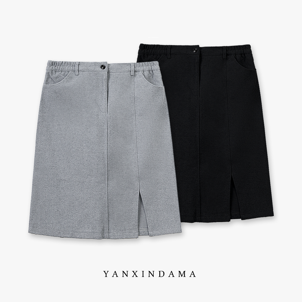 大码女装300斤胖MM韩版百搭纯色A字显瘦毛呢半身裙61780