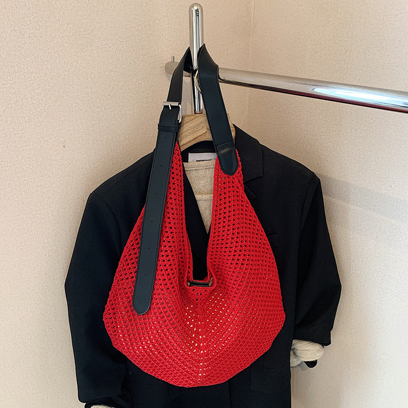 韩版时尚单肩腋下女2025镂空编织大包包女款爆款2025双肩包