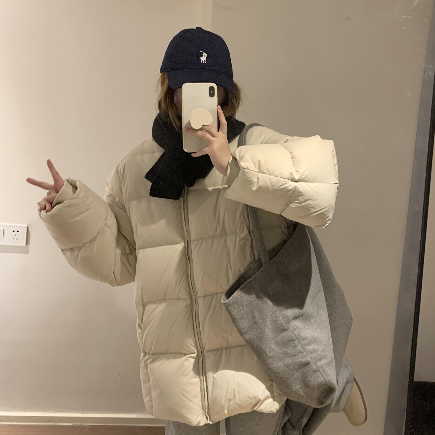 云朵泡芙中长款白鸭绒羽绒服女冬季韩版小个子宽松加厚面包服外套