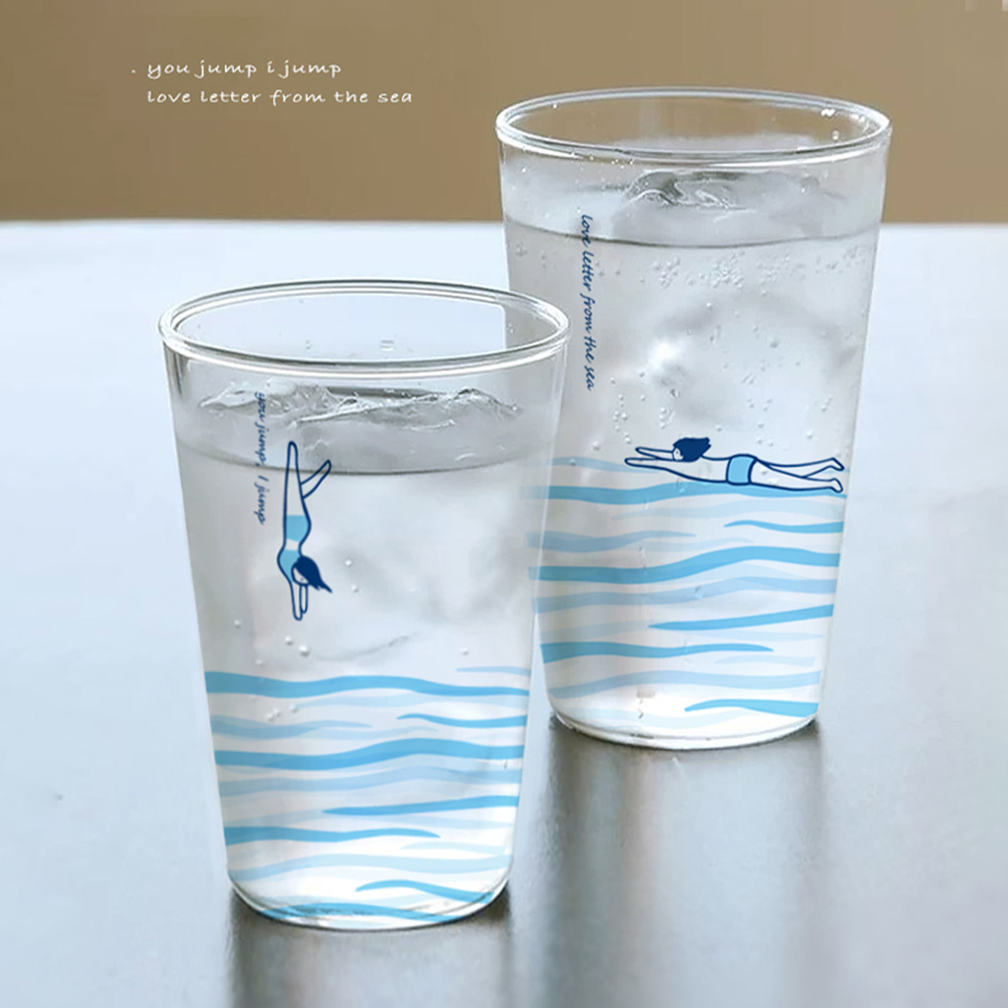 泽滕家原创玻璃茶水杯子创意咖啡牛奶果汁饮料有趣可爱情侣款一对