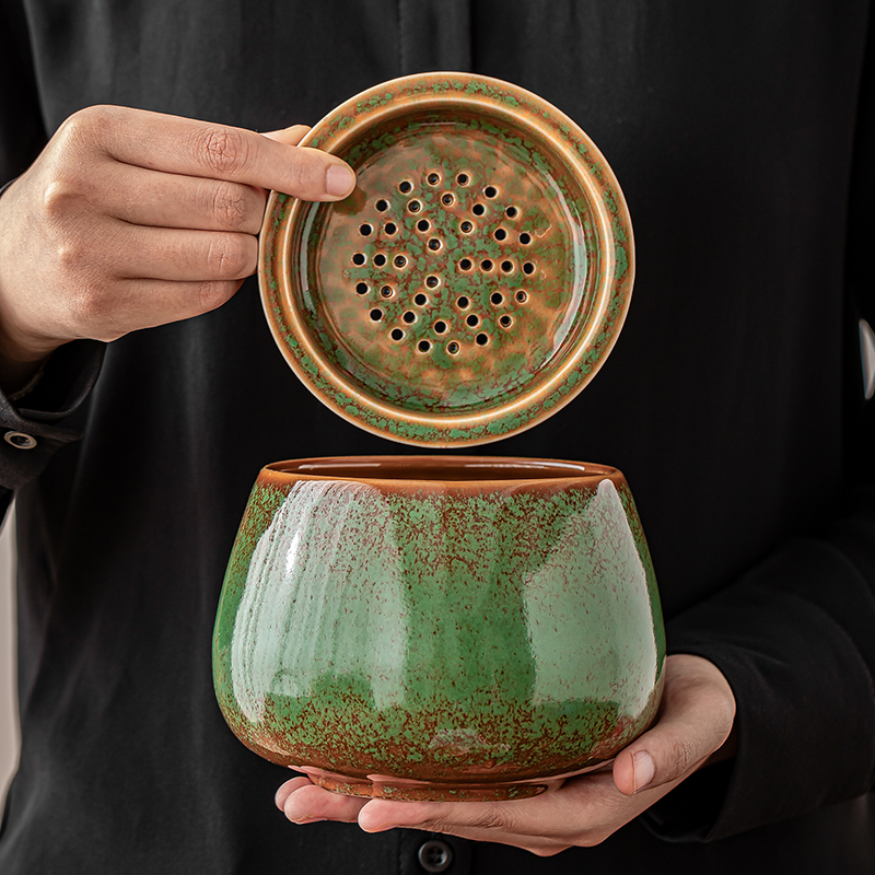 窑变陶瓷烟灰缸茶水茶渣缸水盂杯洗高档家用防灰飞茶桌茶台零配件