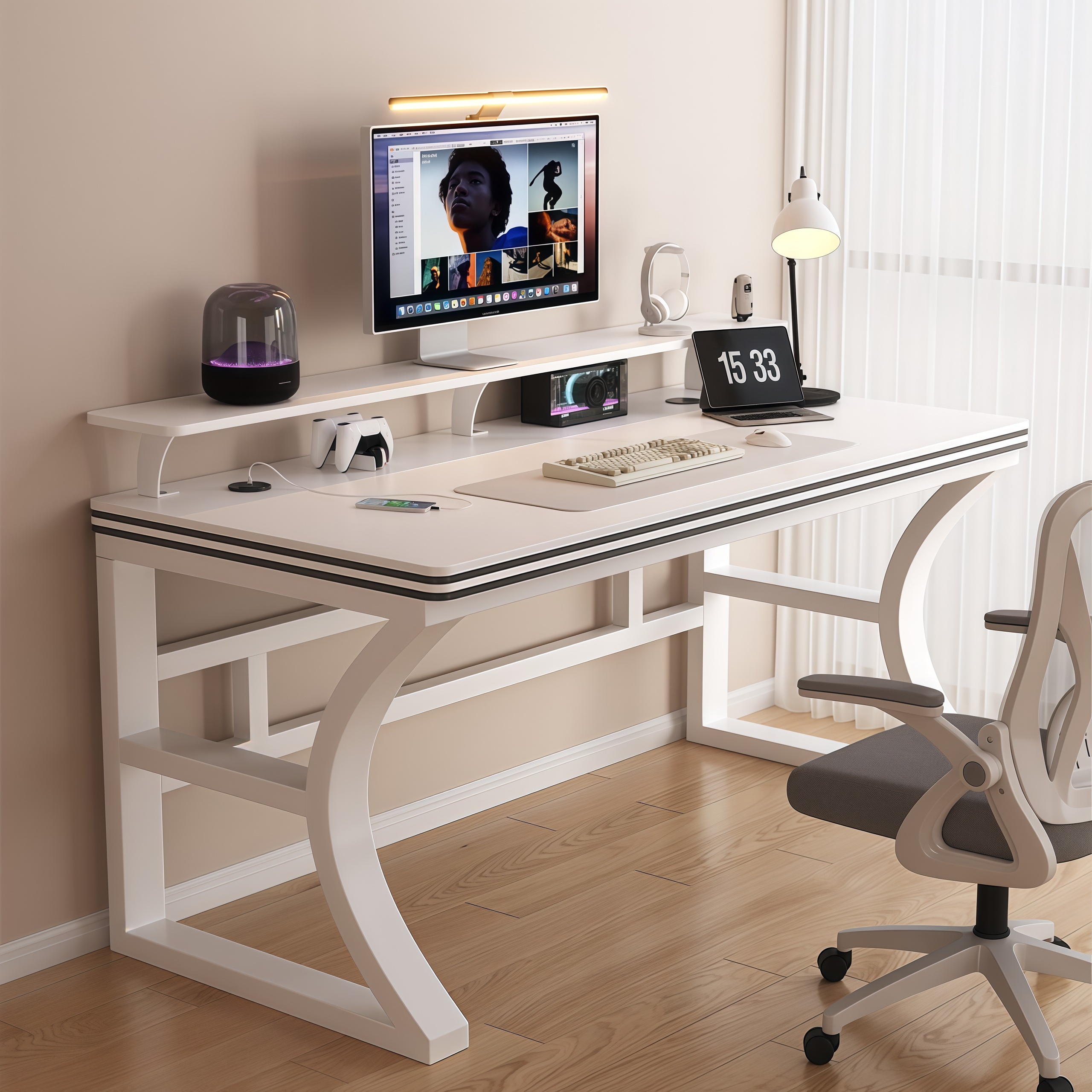 桌子岩板电脑桌电竞桌书桌办公桌台式电脑家用学生卧室写字工作台