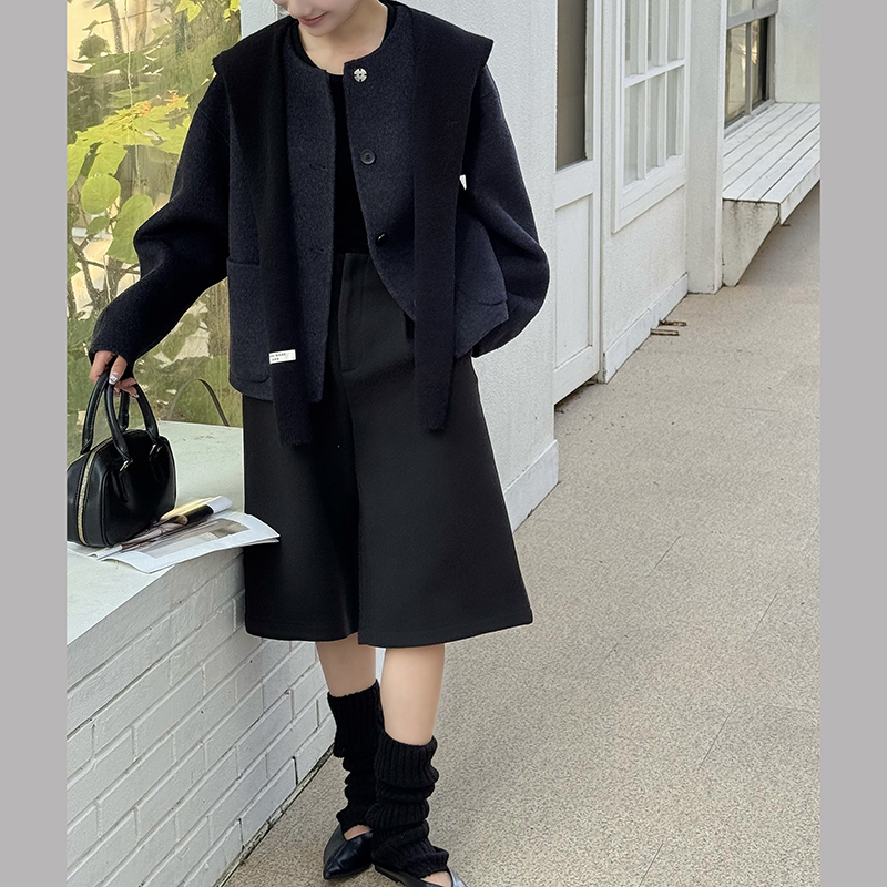 时尚小香风圆领单排扣毛呢外套女5180-5680