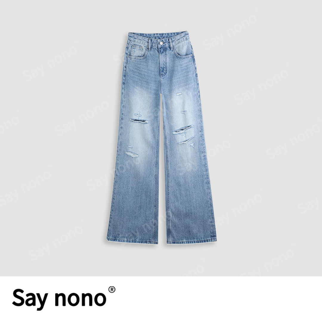 懒猫nono│Saynono 破洞牛仔休闲裤/RCu8152