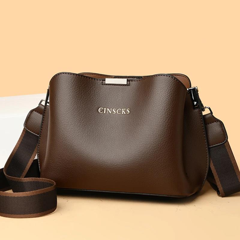 软皮女包2025时尚新款水桶包软皮单肩斜挎包百搭大容量妈妈包