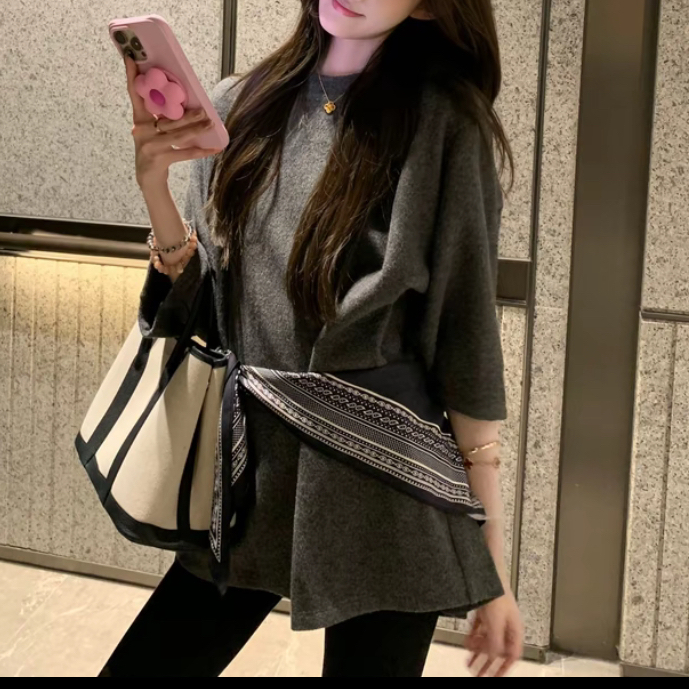 崔星星自留款设计感大廓形慵懒时髦中长款上衣女