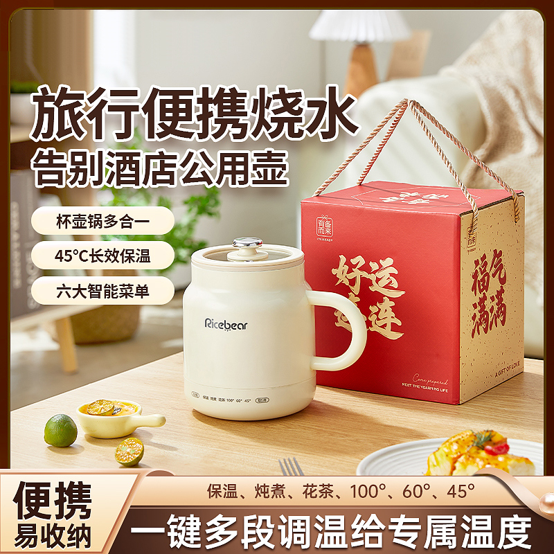便携式烧水杯小型恒温水壶加热保温烧水壶旅行电热水杯电炖电煮杯