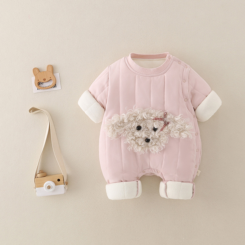 小狗加厚400外出服夹棉保暖婴儿宝宝闭档加厚幼儿冬款新生儿加厚