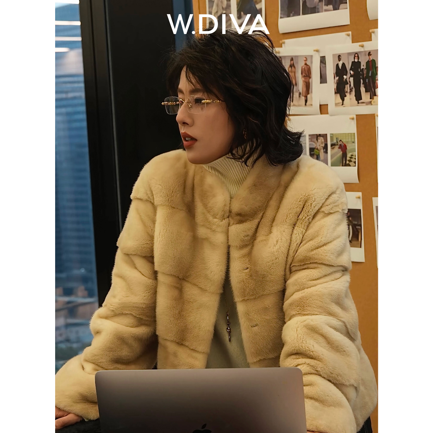 W.Diva【皇冠】丹麦进口皇冠级原色紫标水貂皮毛一体皮草4C0910015