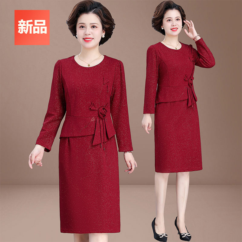十一喜婆婆婚宴装2025新款礼服洋气质中老年女品牌妈妈秋装连衣裙
