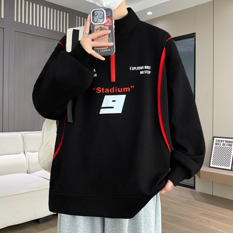 春秋款立领卫衣男生初中高中学生帅气长袖t恤青少年大童秋装上衣