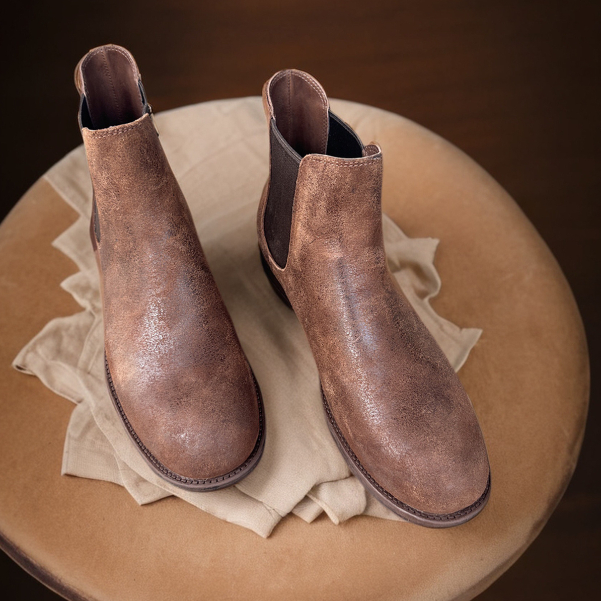 Mantova秋冬新款复古切尔西靴牛皮手工女鞋短靴休闲皮鞋短靴