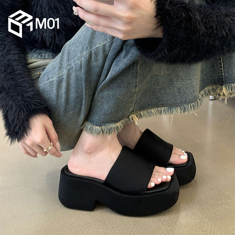M01厚底拖鞋高级感新款夏百搭轻便一字拖休闲增高松糕鞋女凉拖鞋