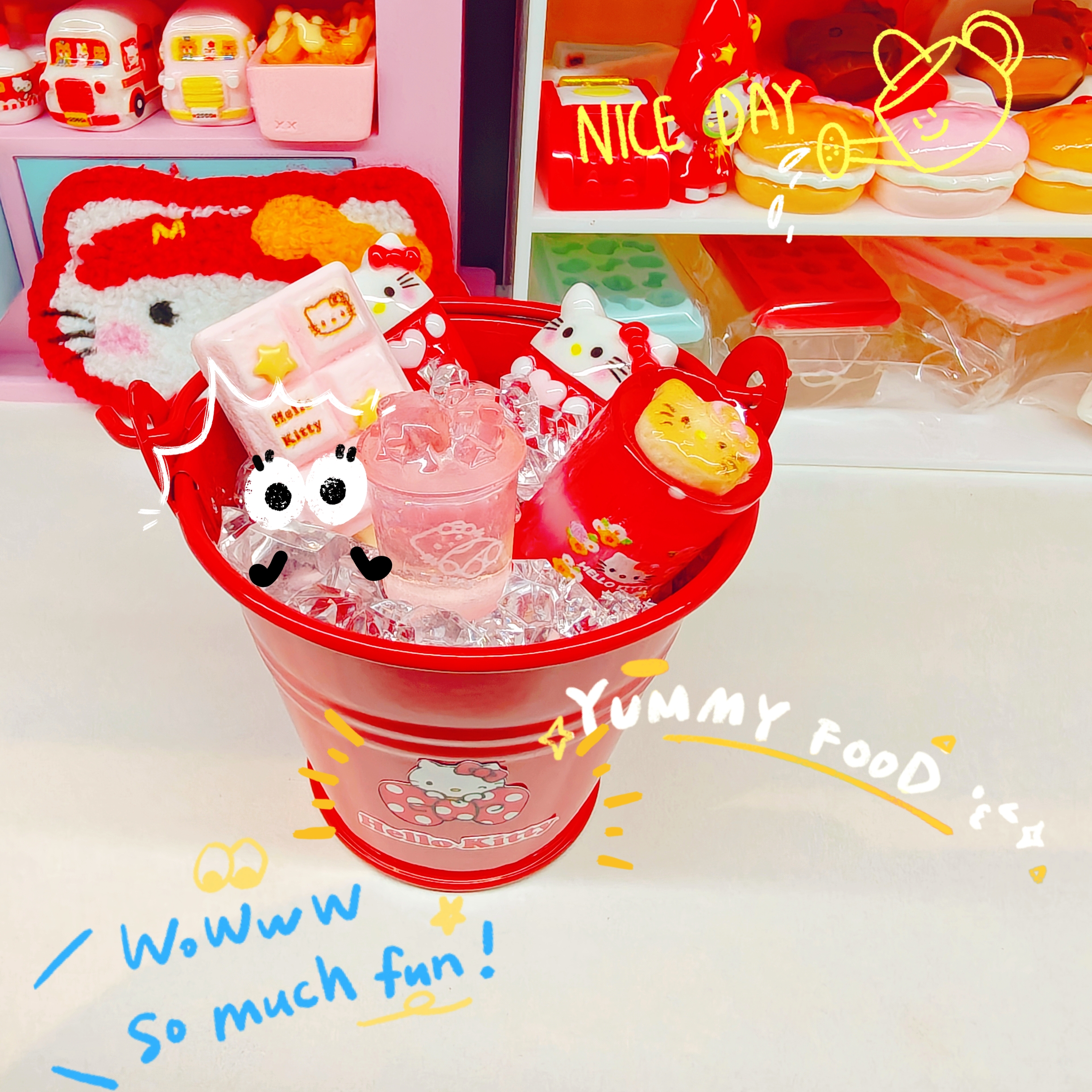 满满当当一冰桶雪糕桶 微缩场景摆件道具模型仿真冰块玩具